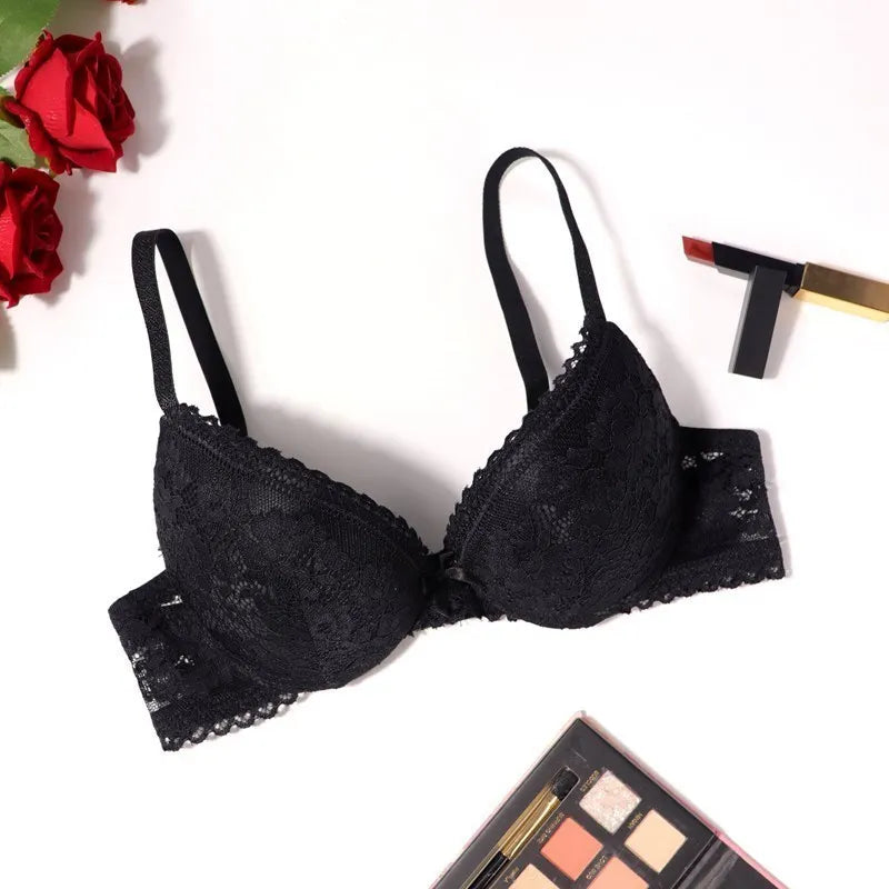 Beauwear 3/4 Cup Plunge Bra – Sexy Lace, Thin Molded Cup, Unlined Underwire (B-C Cup)
