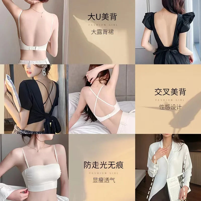 Anti-Shadow Light Bra for Women – Thin Straps, Sexy Back Vest, All-in-One for Outerwear.