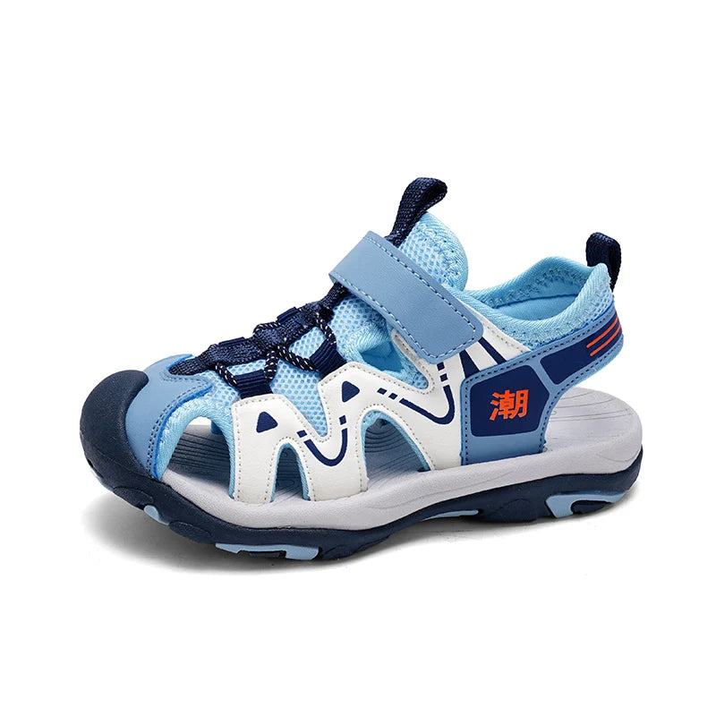 Kids' Summer Beach Sandals – Closed Toe, Anti-Bump, Breathable Soft Sole Shoes