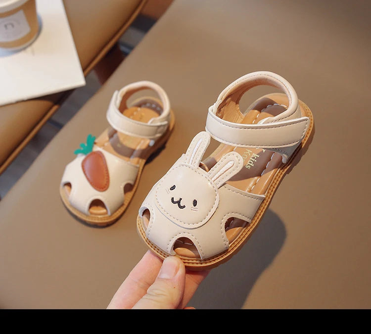 Kids Beach Shoes – Cute Cartoon Sandals for Girls, Closed Toe, Summer, Size 16–30