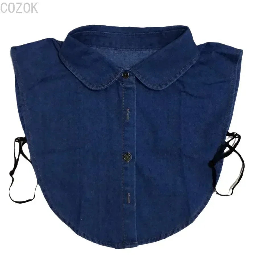 Vintage Detachable Denim Shirt Collar – Women's Faux Lapel Accessory