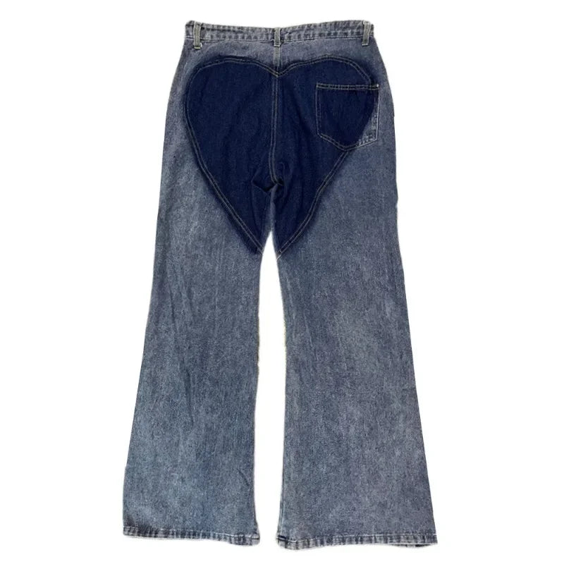 Twisted Heart Jeans – Customizable with Metal Buckle, Heart-Shaped Design.