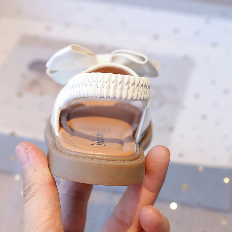 Girls' Summer Sandals – Bow Design, Open Toe, Anti-Skid Beach Shoes