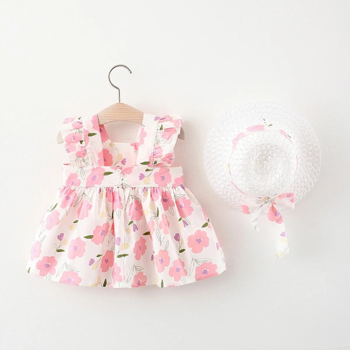 Baby Girl Summer Dress: Floral Beach Dress with Hat