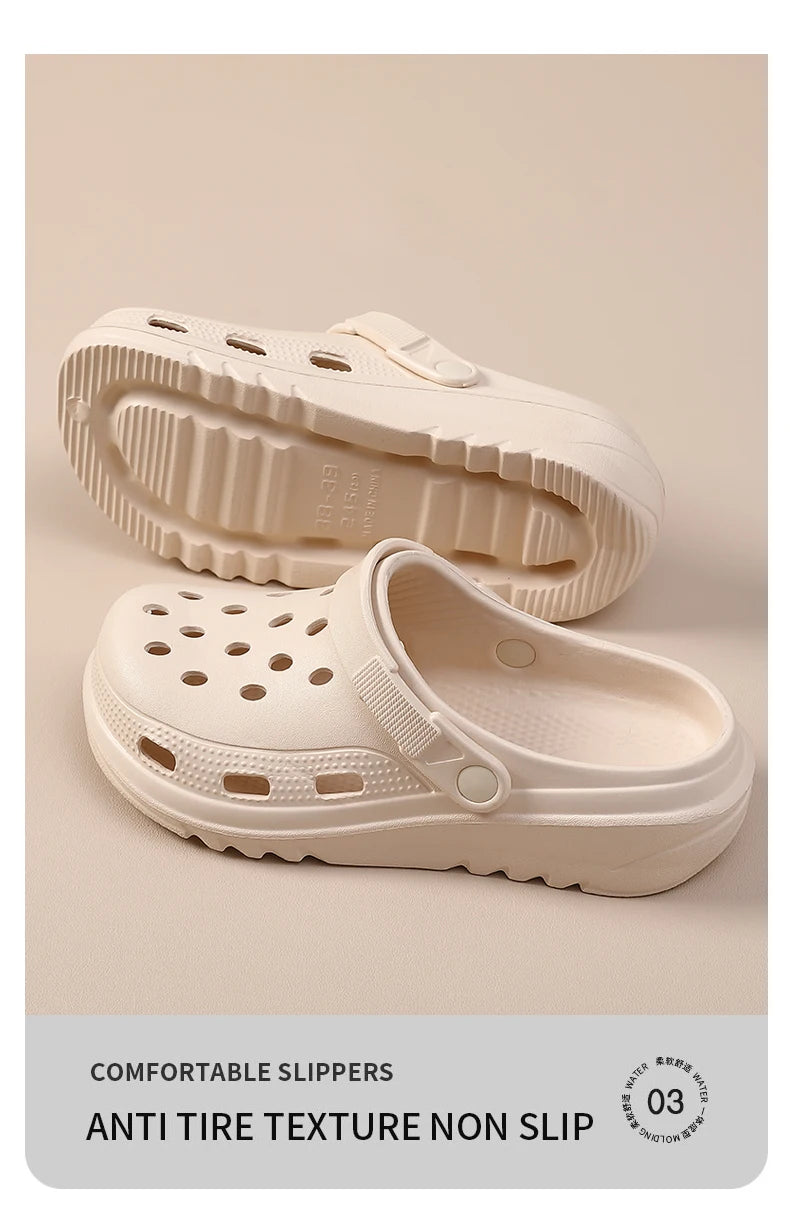Women’s Thick-Soled Perforated Sandals – Height-Boosting Hiking & Beach Shoes