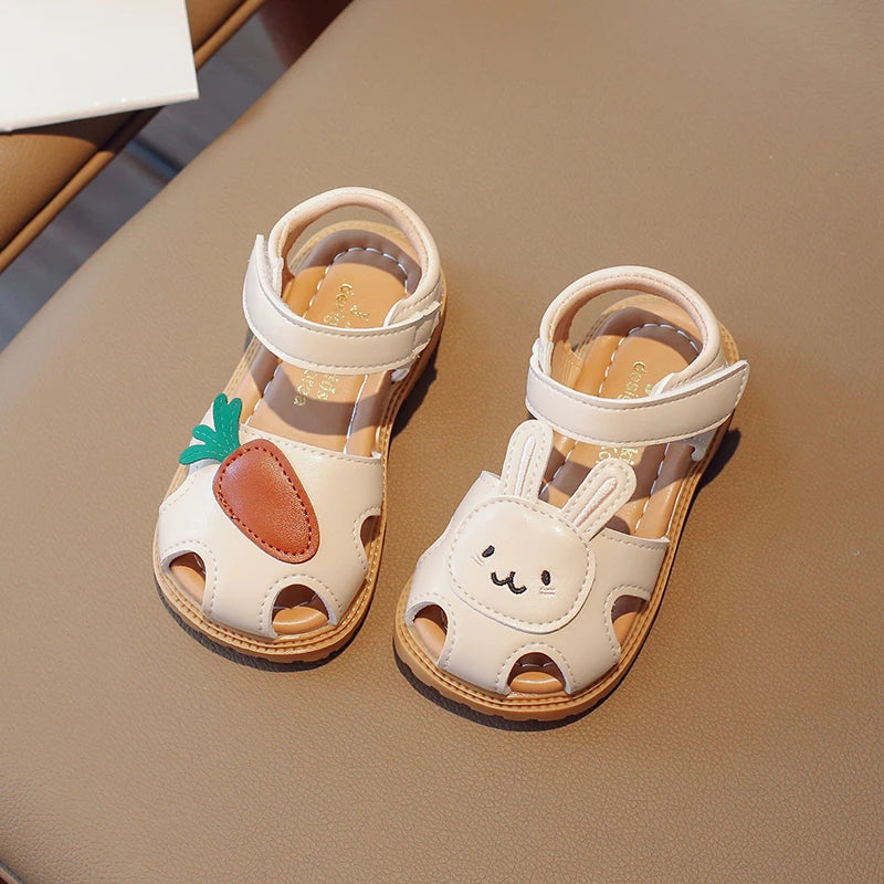 Kids Beach Shoes – Cute Cartoon Sandals for Girls, Closed Toe, Summer, Size 16–30