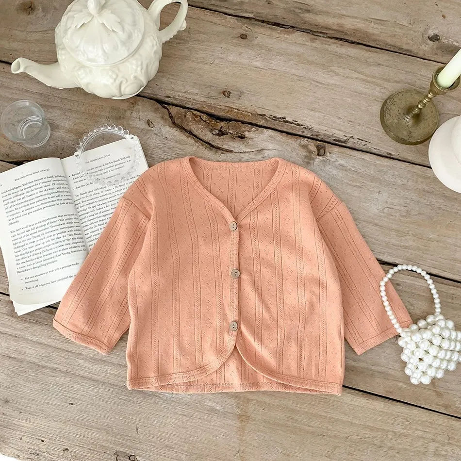 Korean Cardigan Toddler Coat: Solid Color Button-Down Outerwear for Boys & Girls