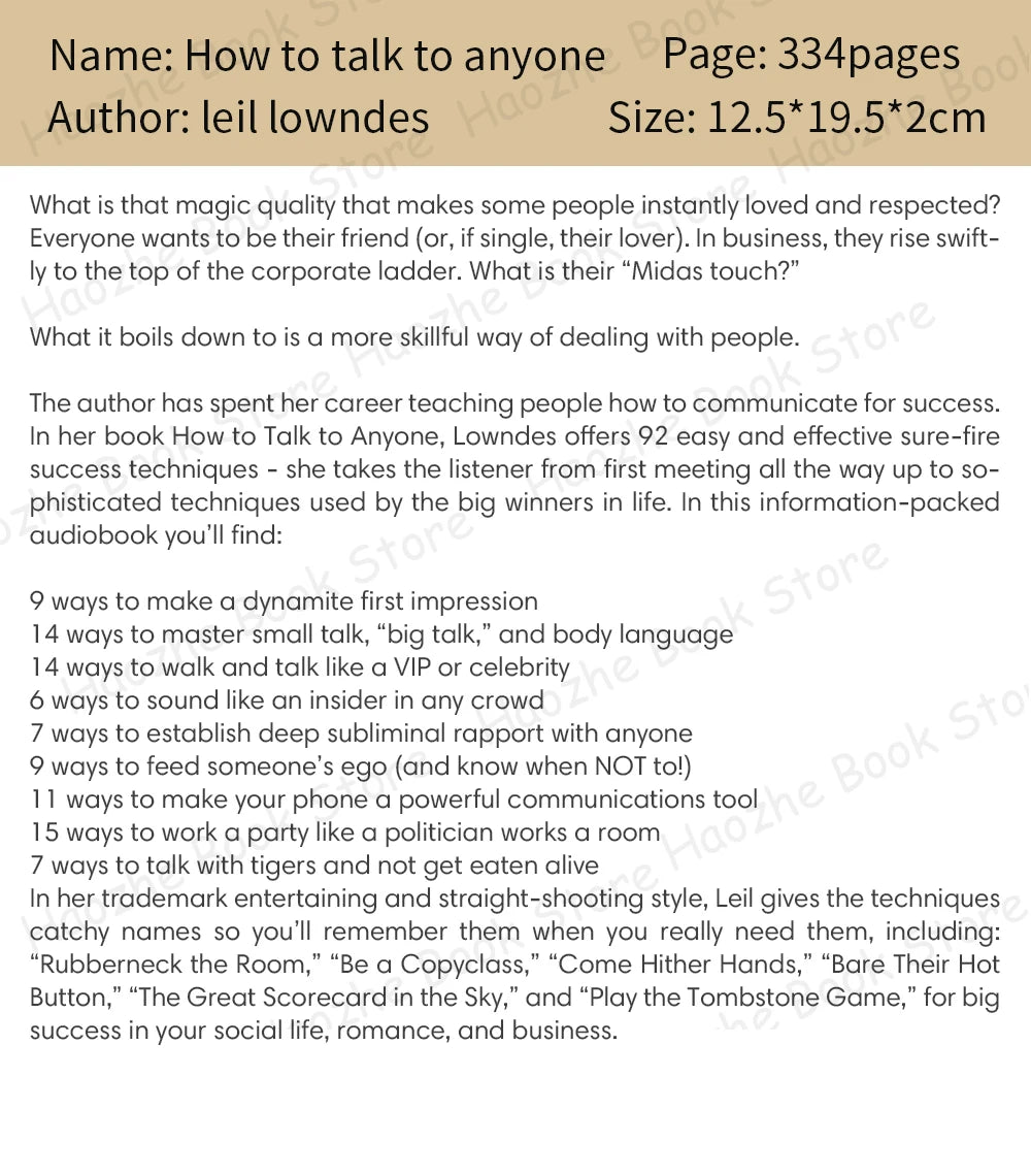 How to Talk to Anyone – 92 Tricks for Success in Relationships, English Paperback