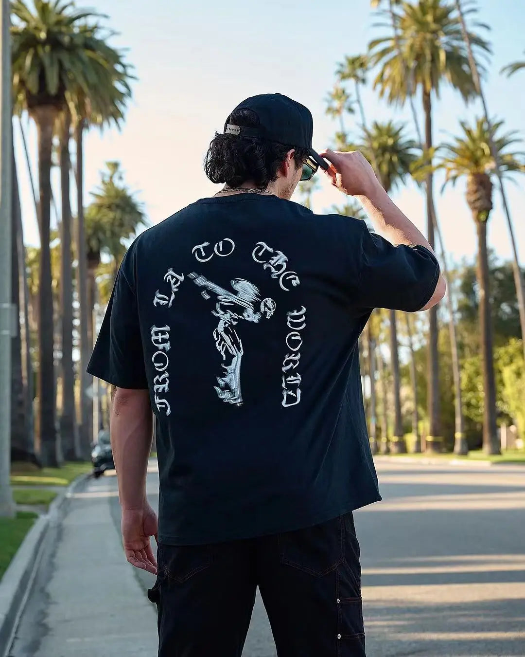 Men’s Hip Hop T-Shirt – 100% Cotton, Loose Fit, Round Neck, Short Sleeve