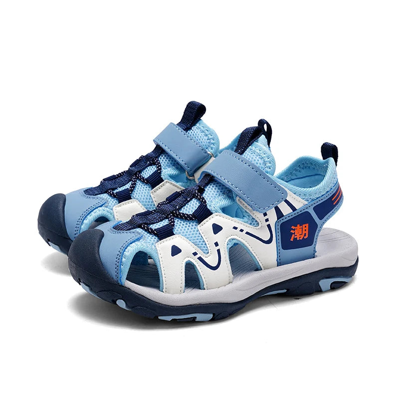 Kids' Summer Beach Sandals – Closed Toe, Anti-Bump, Breathable Soft Sole Shoes