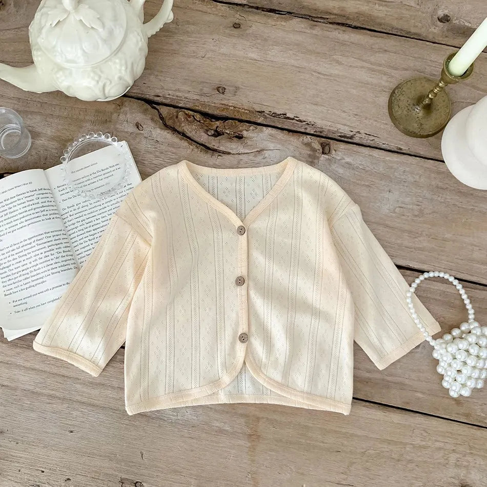 Korean Cardigan Toddler Coat: Solid Color Button-Down Outerwear for Boys & Girls