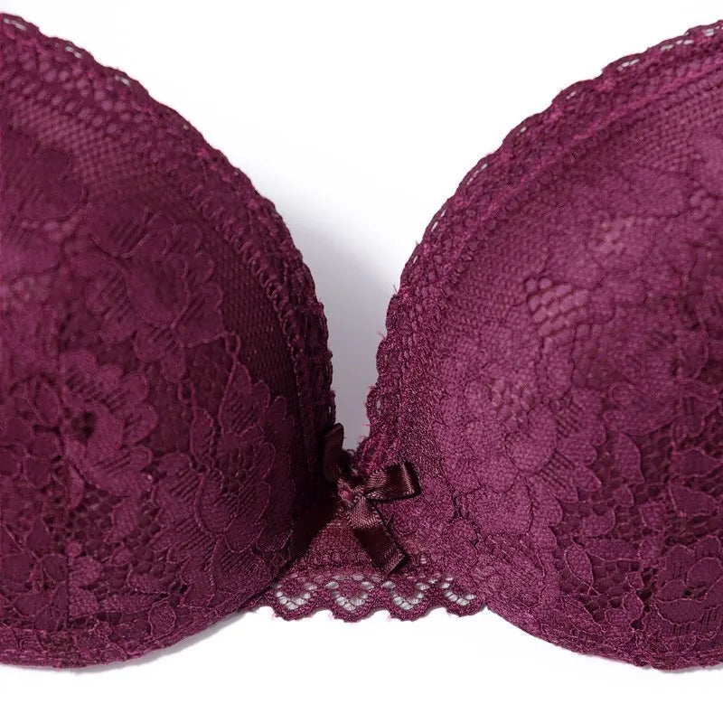 Beauwear 3/4 Cup Plunge Bra – Sexy Lace, Thin Molded Cup, Unlined Underwire (B-C Cup)