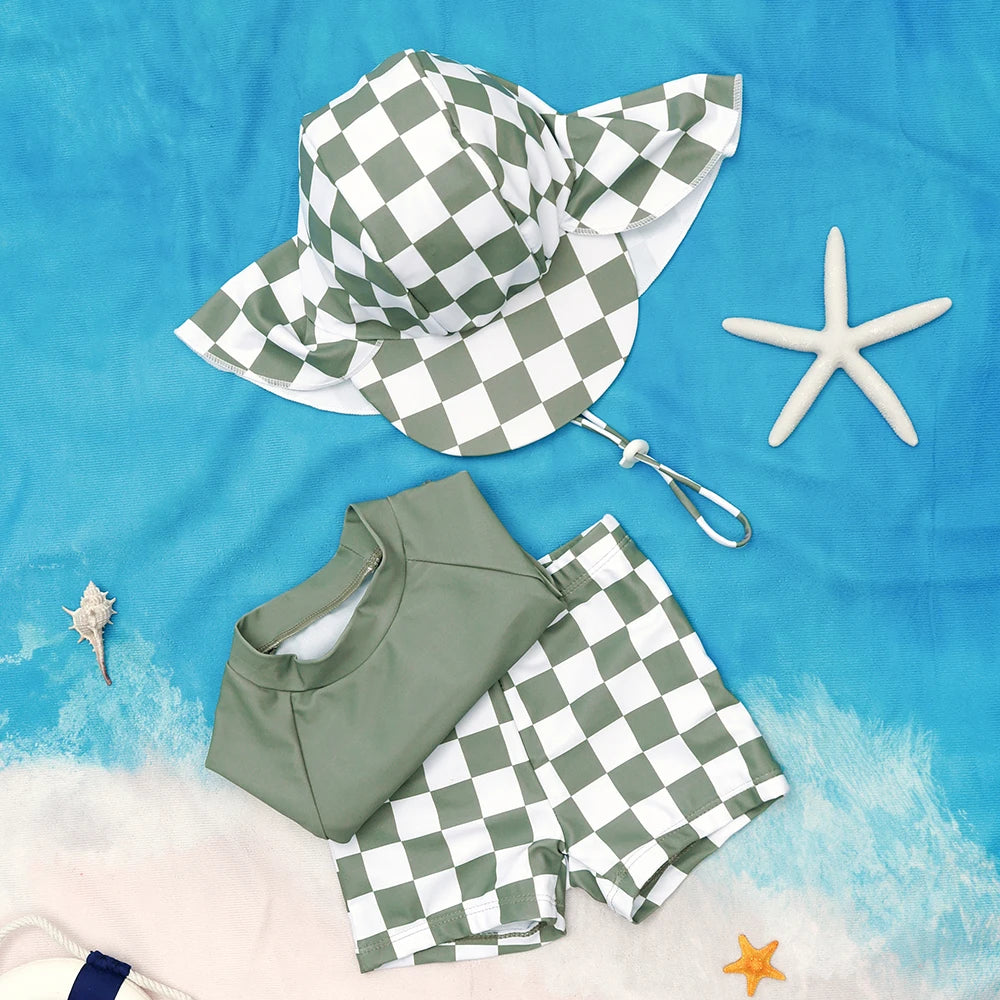 Elinfant Long Sleeve Baby Girls Swimwear: Summer Bikini Set with Hat