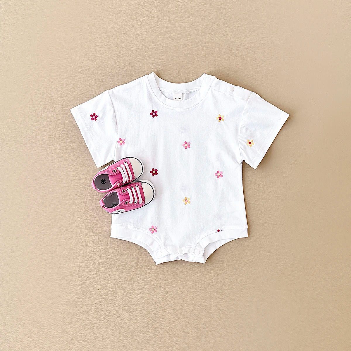 Summer Baby Romper: Floral Print Cotton Bodysuit for Girls (0-18M)