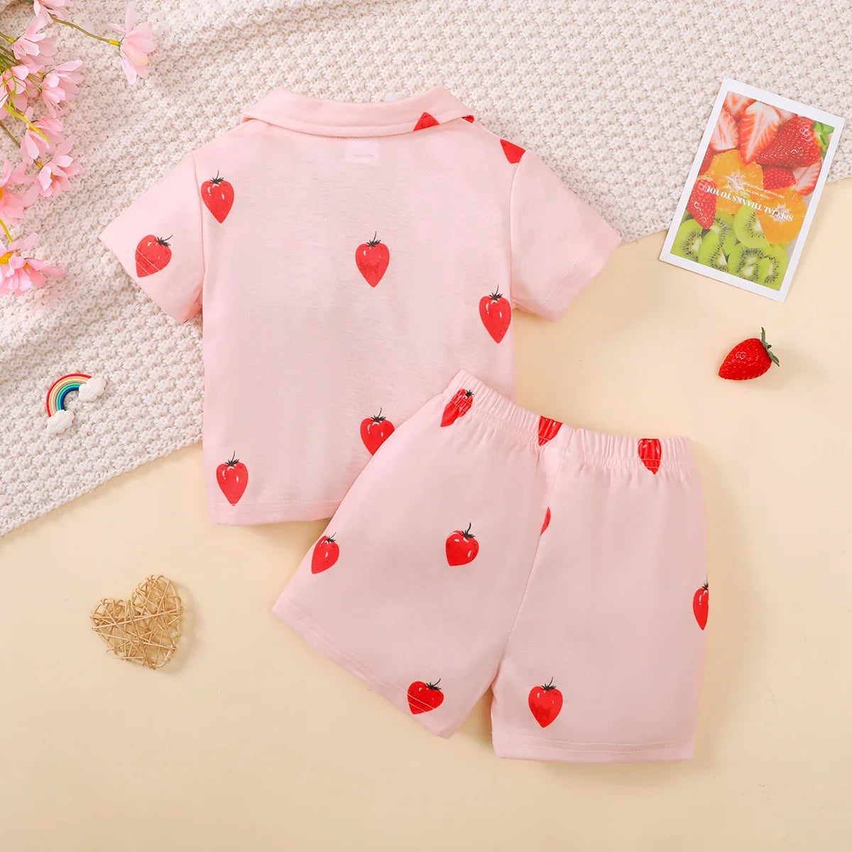 0-3 Years Pajama Set: Cartoon Top & Shorts for Baby Boys & Girls (Summer)
