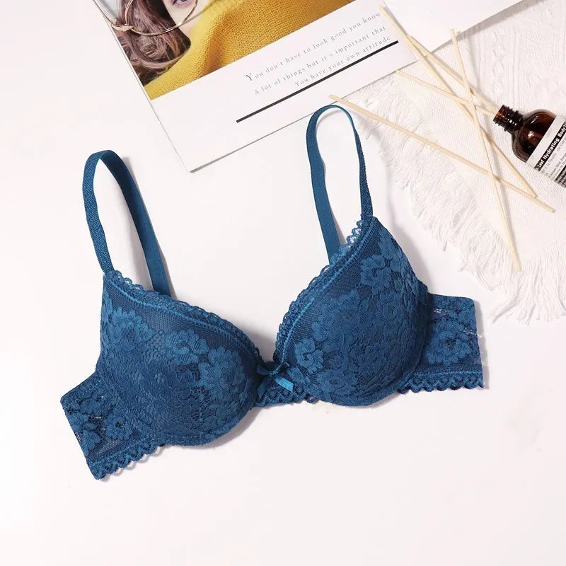 Beauwear 3/4 Cup Plunge Bra – Sexy Lace, Thin Molded Cup, Unlined Underwire (B-C Cup)