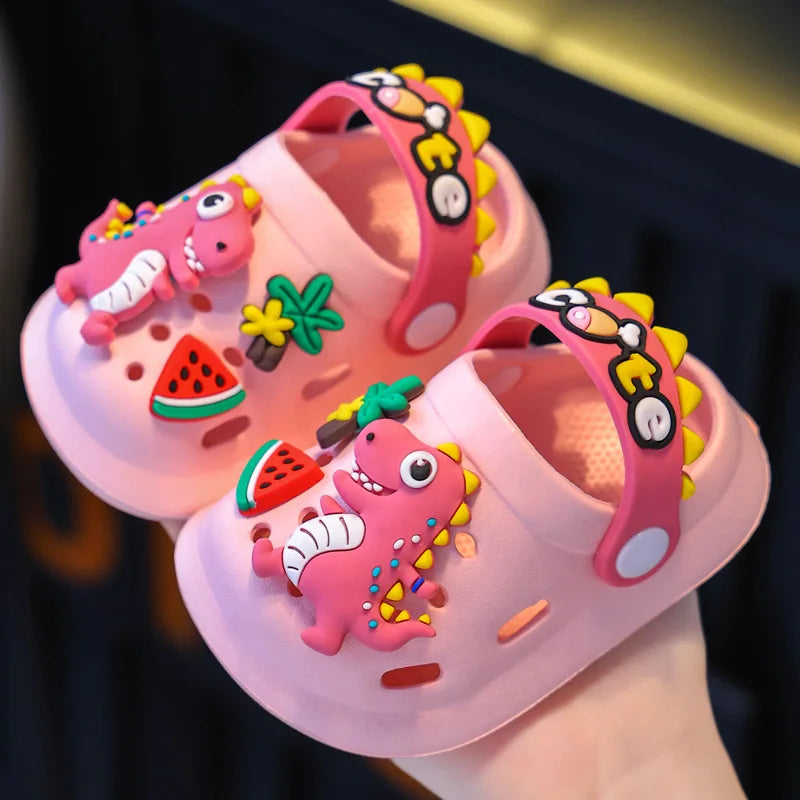Kids' Summer Slippers – Dinosaur DIY Sandals, Soft Anti-Skid Beach Shoes
