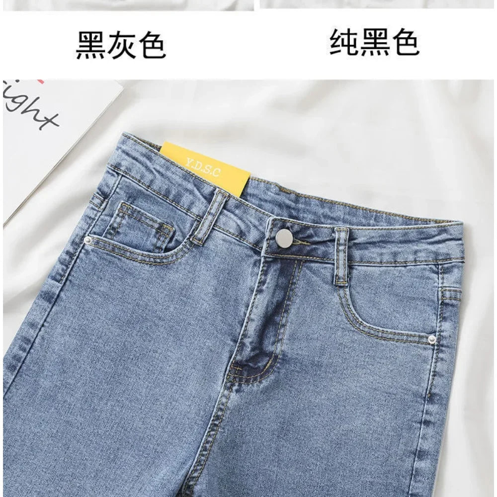 Black Grey Slimming Jeans for Women – Cropped, Slim Fit, Chic & Versatile.