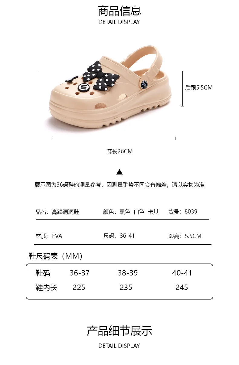 Women's Clogs – New Fashion Slippers with Cute DIY Bows, Outdoor Beach Slides for Girls