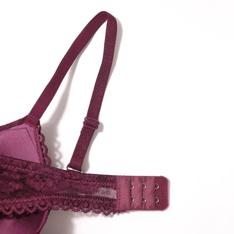 Beauwear 3/4 Cup Plunge Bra – Sexy Lace, Thin Molded Cup, Unlined Underwire (B-C Cup)