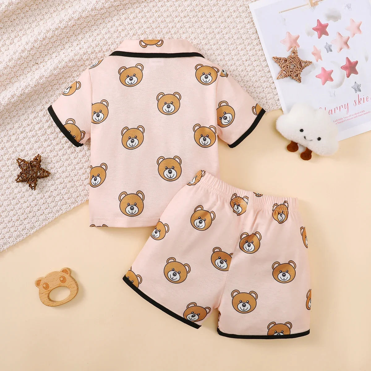 0-3 Years Pajama Set: Cartoon Top & Shorts for Baby Boys & Girls (Summer)