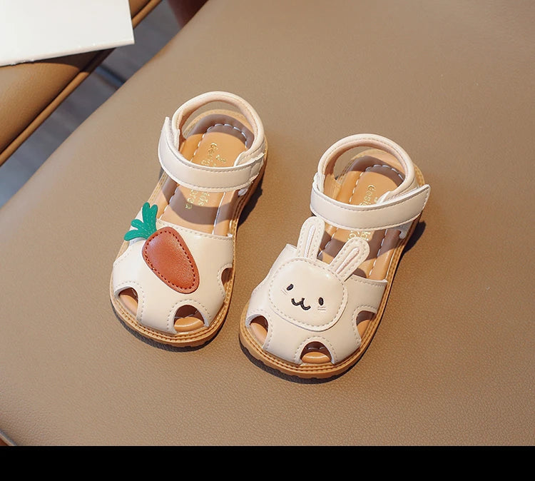 Kids Beach Shoes – Cute Cartoon Sandals for Girls, Closed Toe, Summer, Size 16–30