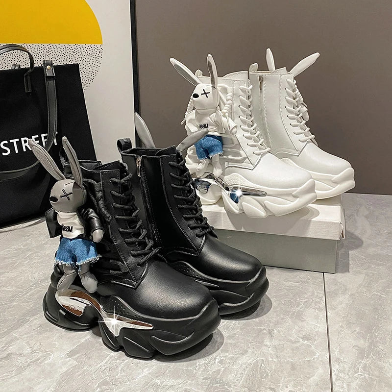 Women's Thick-Soled Wedge Heel Lace-Up Boots – Fashion Winter Vulcanized Shoes