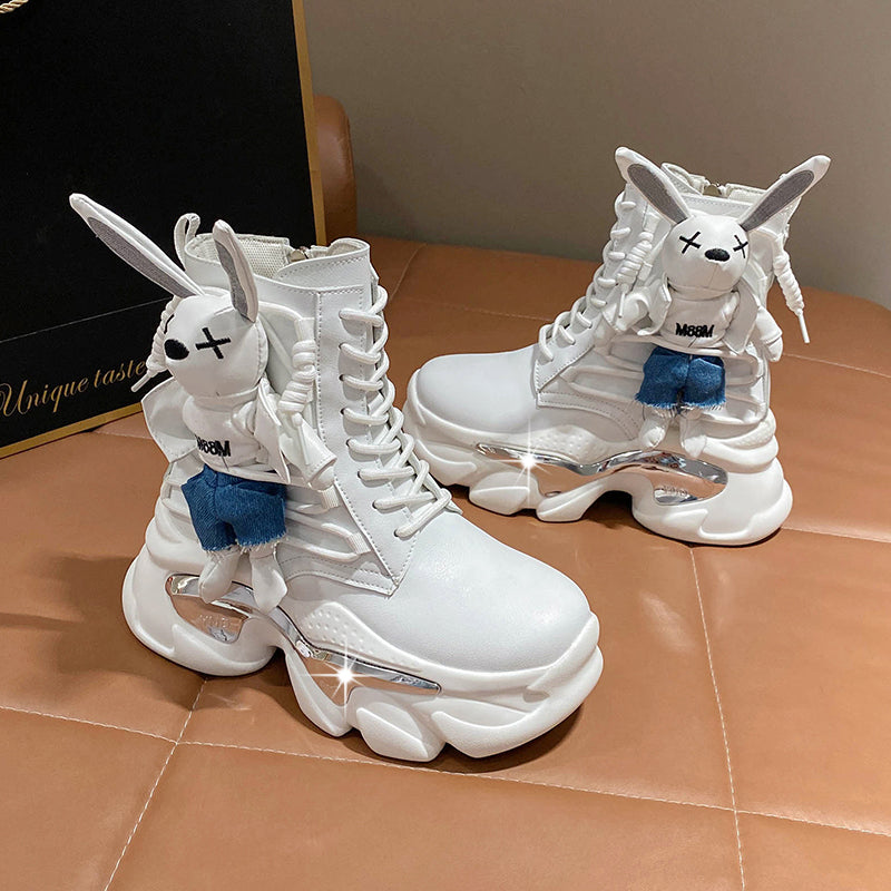 Women's Thick-Soled Wedge Heel Lace-Up Boots – Fashion Winter Vulcanized Shoes
