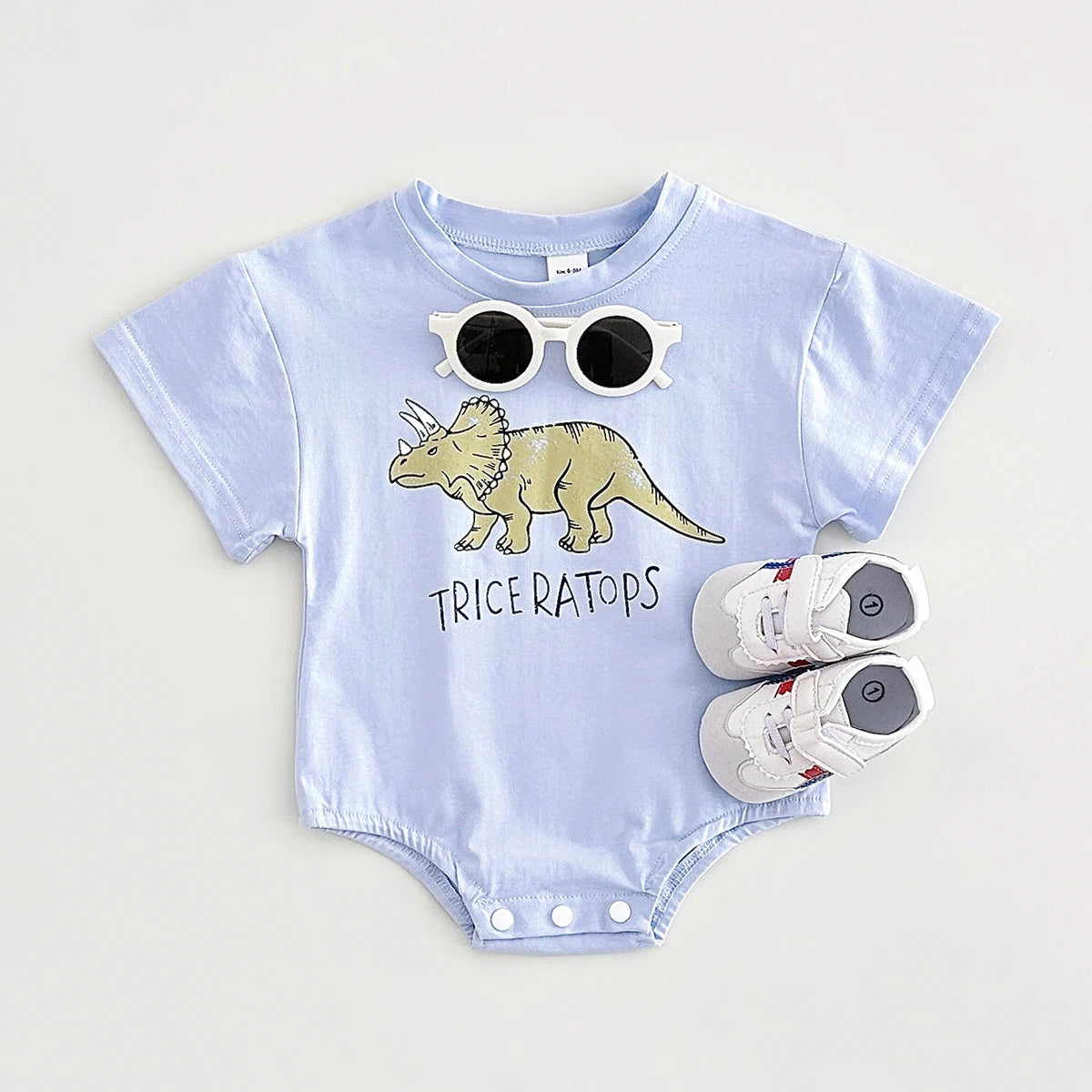 Summer Baby Romper: Cotton Dinosaur Print Bodysuit for 0–18M Boys & Girls
