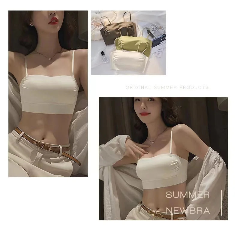 Anti-Shadow Light Bra for Women – Thin Straps, Sexy Back Vest, All-in-One for Outerwear.