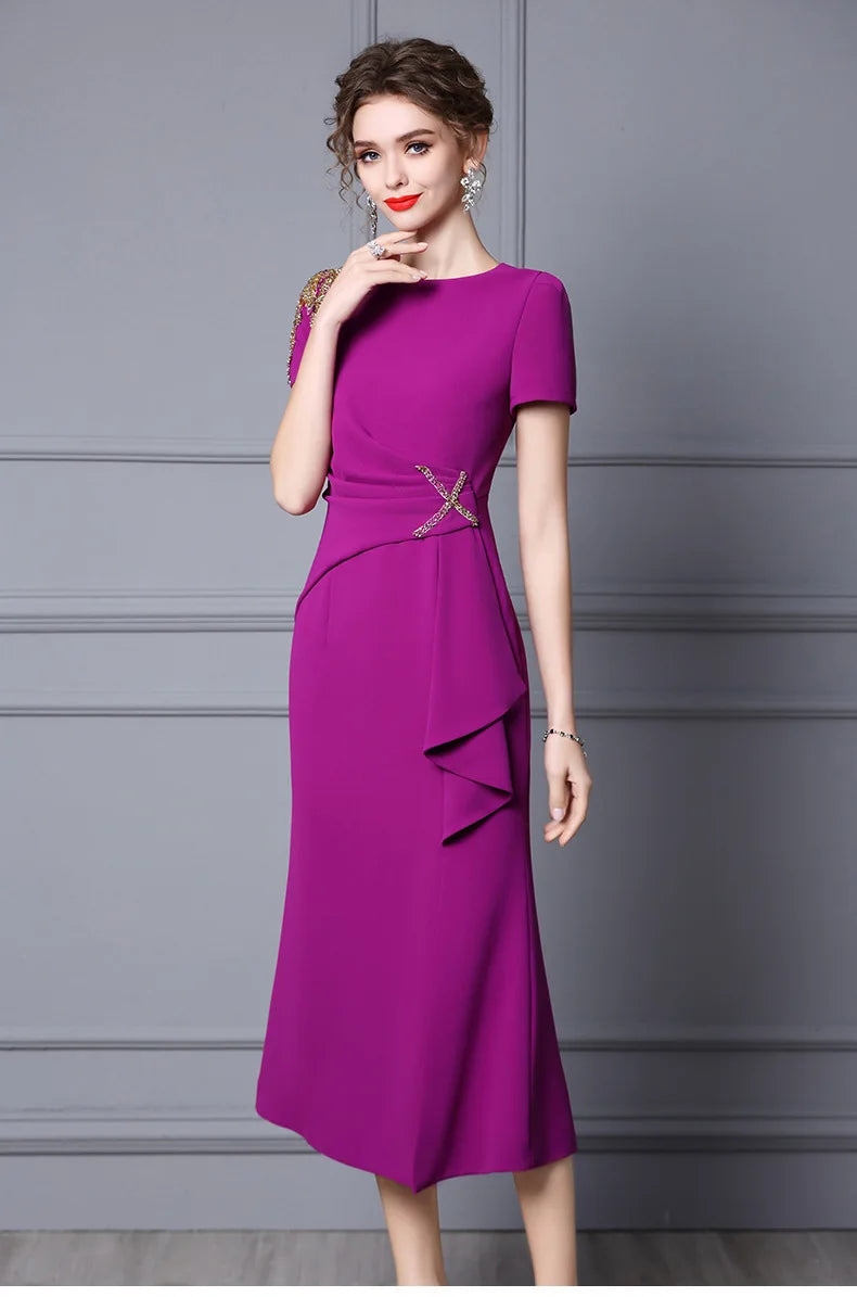 Summer Purple Fish Tail Long Dress – Elegant, Close-Waist Evening Gown