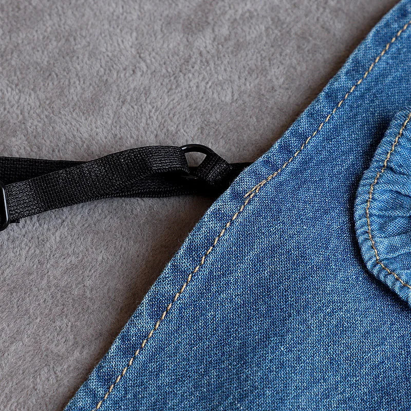 Fashion Denim Ruffle Fake Collar Shirt for Women, Detachable Lapel, Tie Half Blouse.
