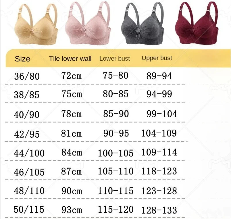 Comfortable Wireless Bra – Breathable, Push-Up, Large Size 36-50 B/C Cups
