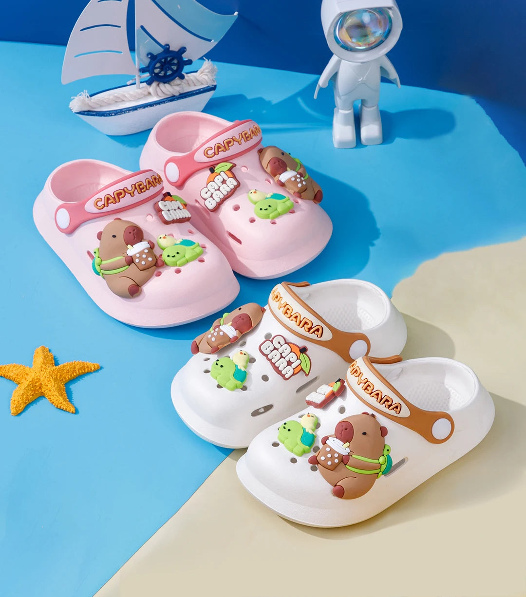 Kids' Capybara Clogs – Closed Toe, Slip-On, Lightweight & Breathable with Charms