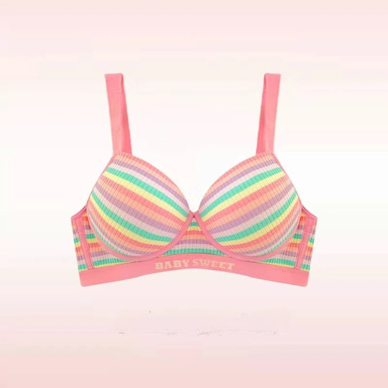 Sexy Dopamine Rainbow Bra for Women – Seamless, Steel Ring-Free, Bralette Lingerie.
