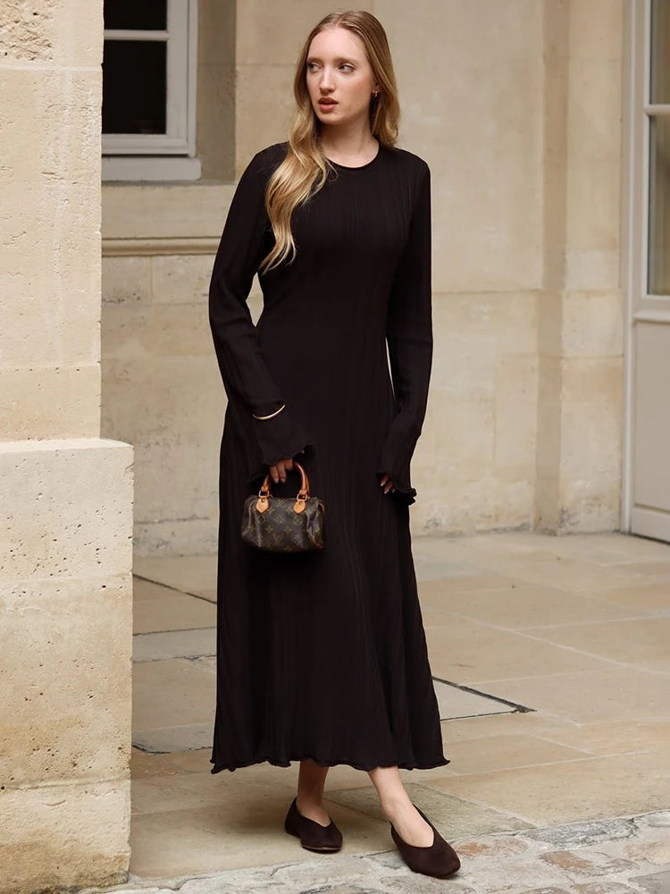 TARUXY Knitted Bodycon Dress – High Waist Ribbed Sweater, Fall/Winter