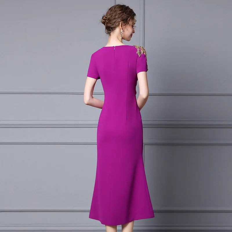 Summer Purple Fish Tail Long Dress – Elegant, Close-Waist Evening Gown