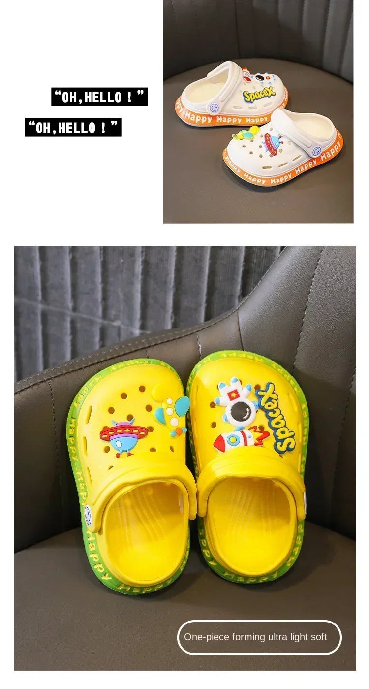 Kids' Cartoon DIY Sandals – Anti-Skid Beach Shoes for Boys & Girls