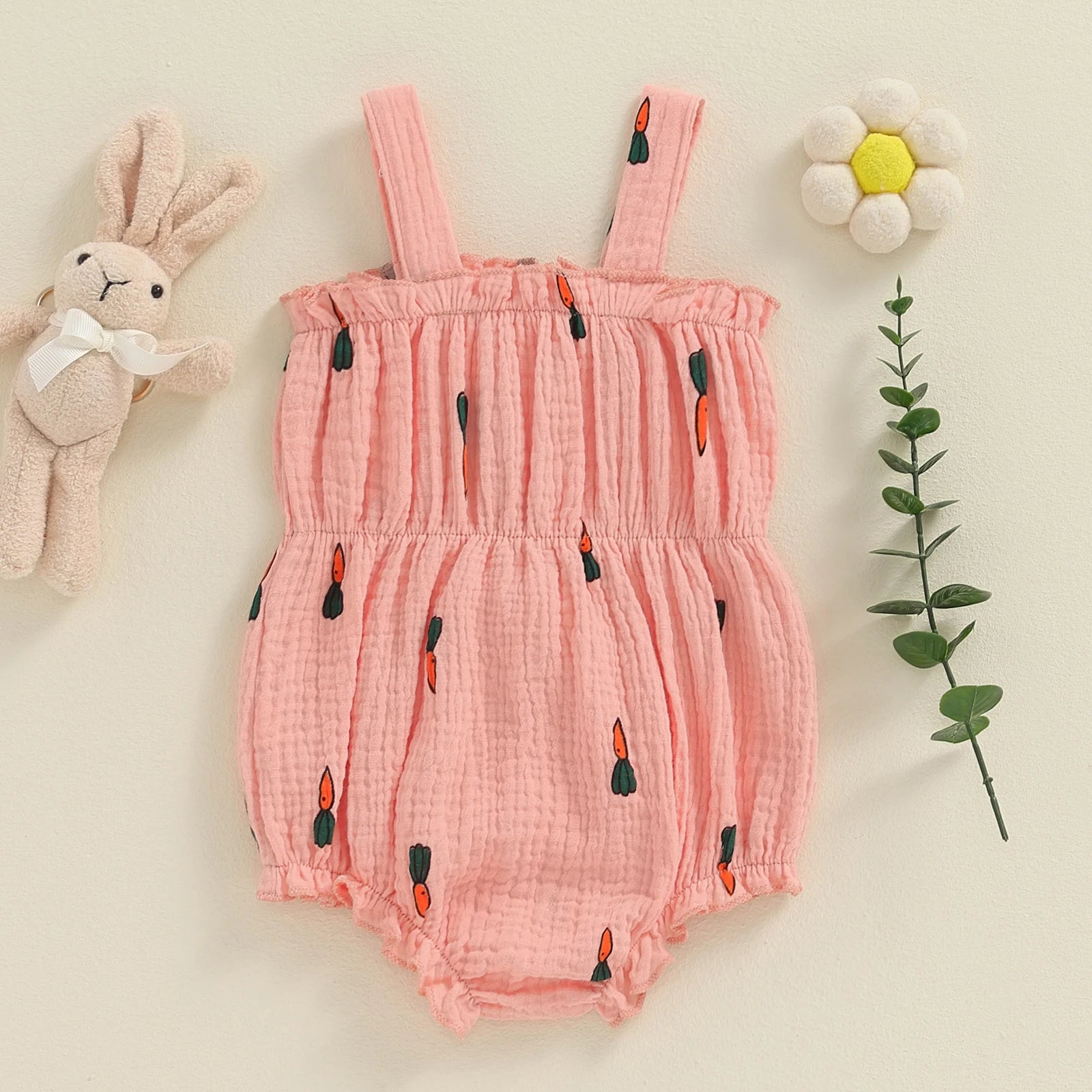 Lovely Newborn Baby Girl Romper: Sleeveless Bow Front Linen Bodysuit (0-18M)
