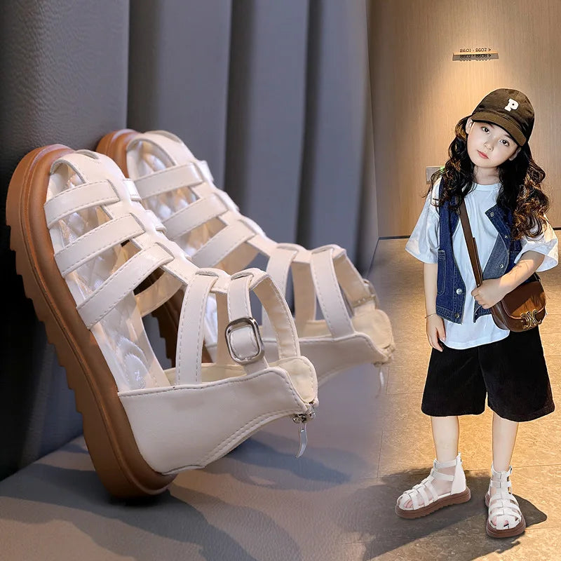 Girls Summer Sandals – Fashionable High-Top, Thick Bottom Roman Beach Shoes