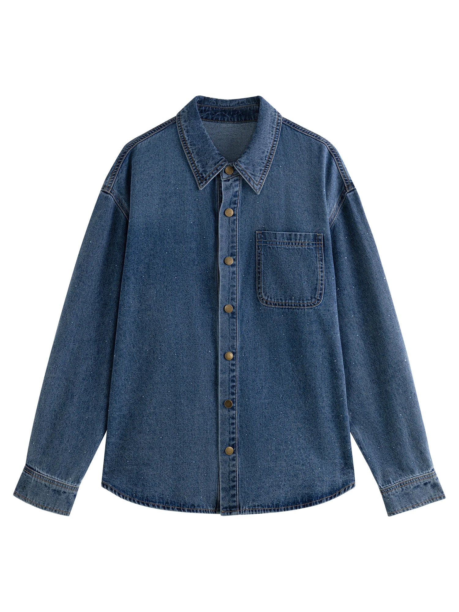 FSLE 2024 Autumn Denim Shirt Jacket for Women, Casual Fashion Top (24FS13121).