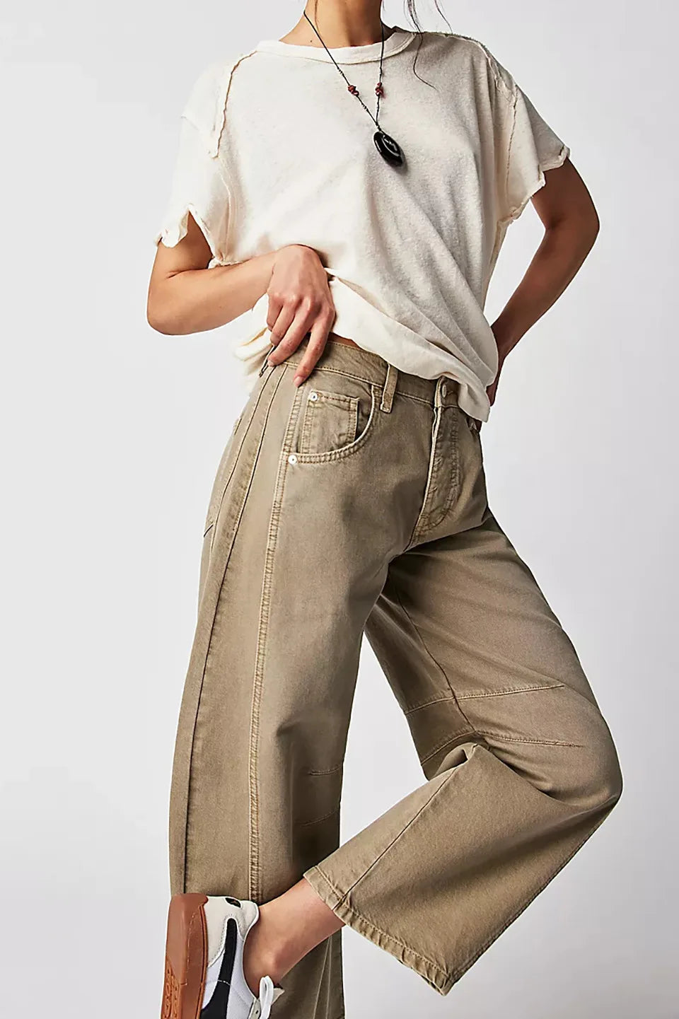 Washed Wide-Leg Jeans for Women – High-Waist, Vintage, Loose Fit, Ankle Length,