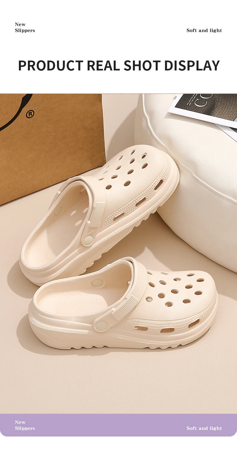 Women’s Thick-Soled Perforated Sandals – Height-Boosting Hiking & Beach Shoes