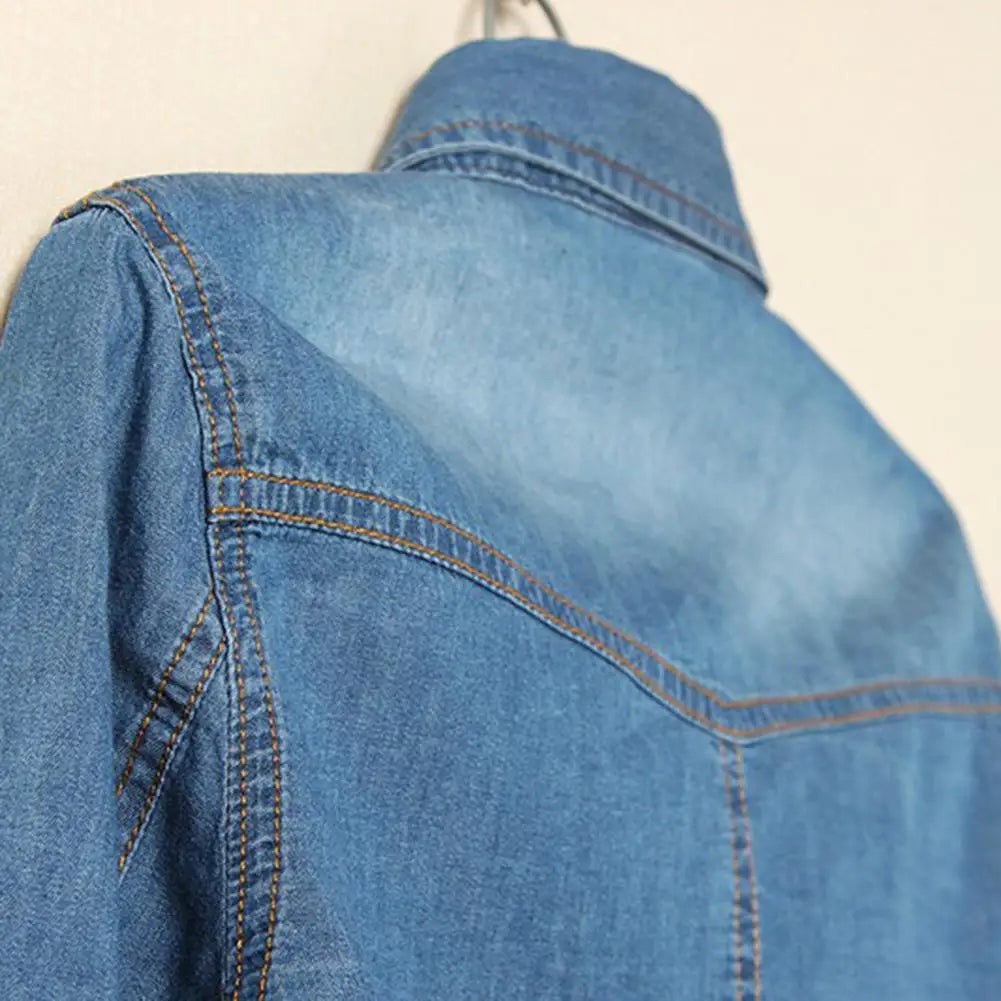 Tie Knot Denim Jacket, Cropped Length, Single-Breasted, Lace-Up Blue Jeans Cardigan.