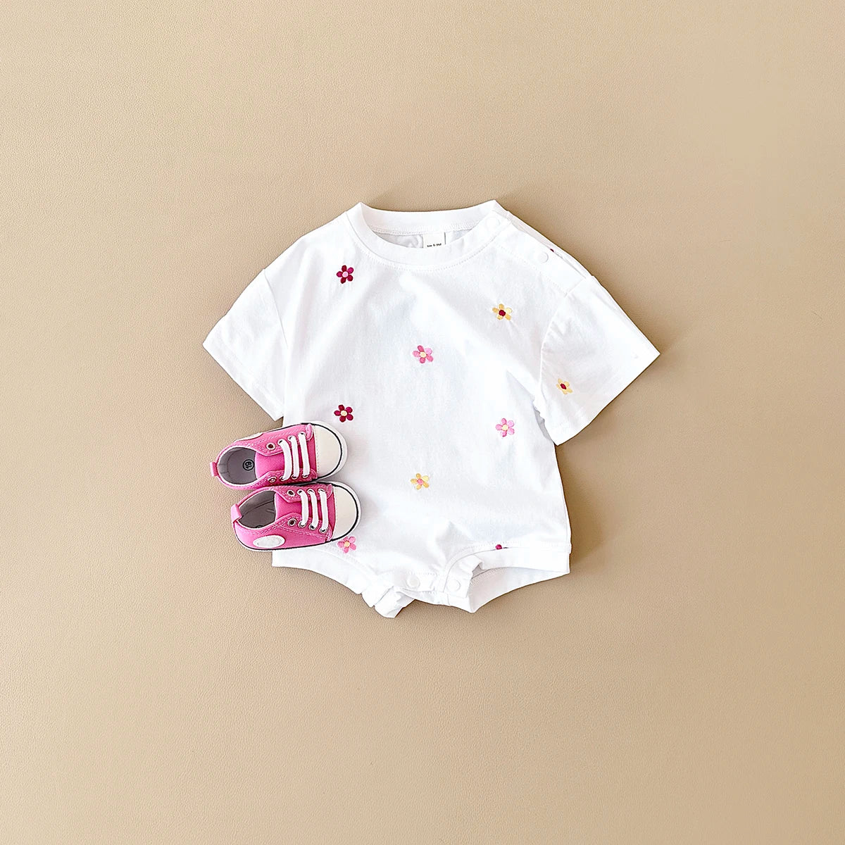 Summer Baby Romper: Floral Print Cotton Bodysuit for Girls (0-18M)