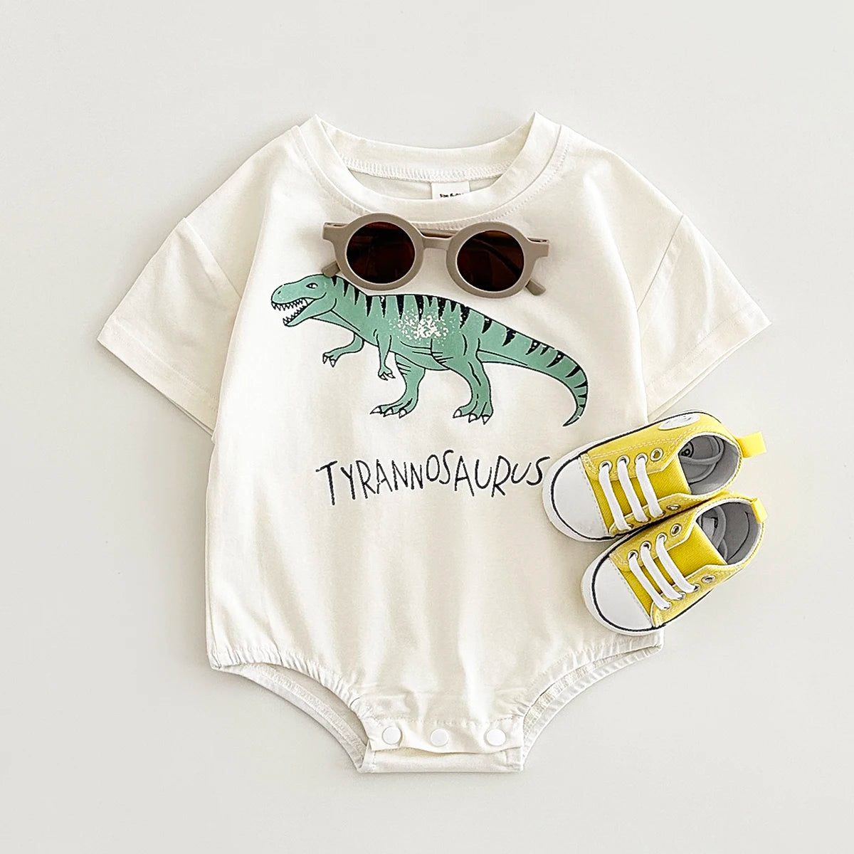 Summer Baby Romper: Cotton Dinosaur Print Bodysuit for 0–18M Boys & Girls