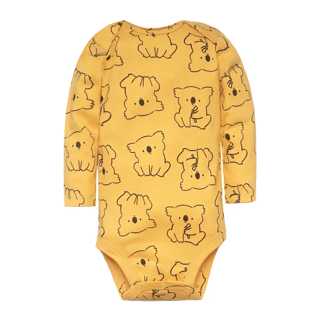 5PCS Baby Bodysuit Set: Long Sleeve Cotton Jumpsuits for Spring & Autumn (Boys & Girls)