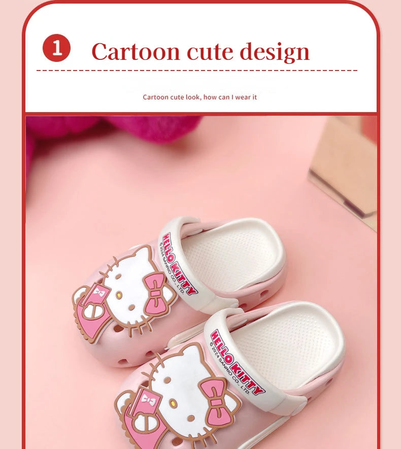 Sanrio Kids' Clogs – Hello Kitty Princess Beach Sandals, Soft-Soled Wading Shoes