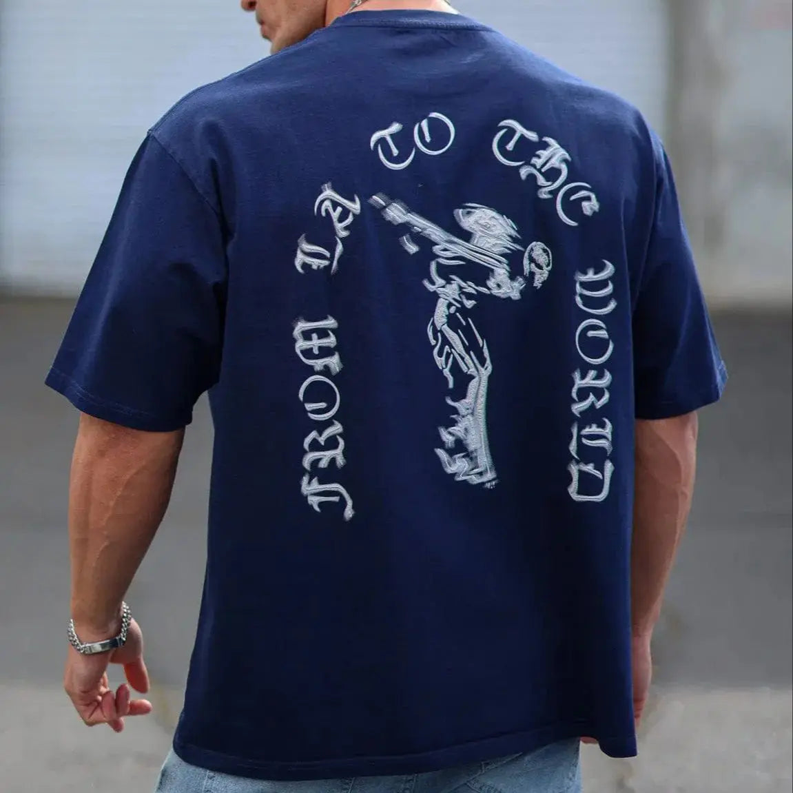 Men’s Hip Hop T-Shirt – 100% Cotton, Loose Fit, Round Neck, Short Sleeve