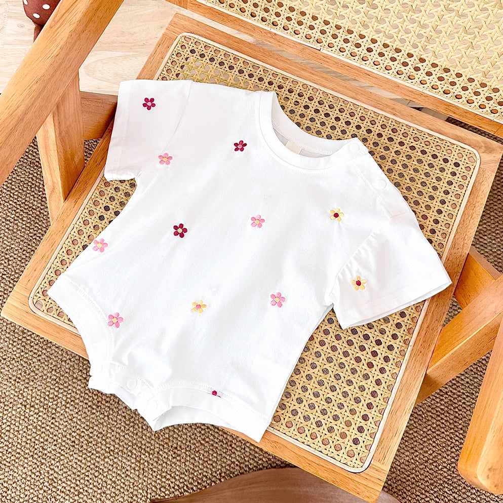 Summer Baby Romper: Floral Print Cotton Bodysuit for Girls (0-18M)